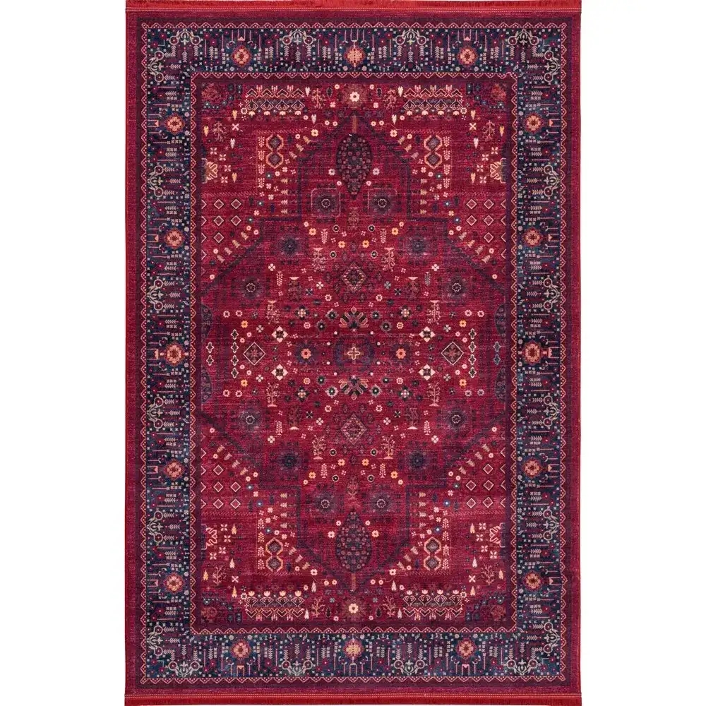 فرش ماشینی هلنا 25cs0420 لاکی معادل 77 رج دستبافت